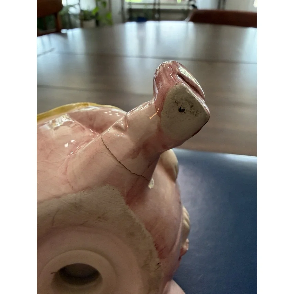 Vintage Humpty Dumpty Ceramic Salt Shaker Pink Yellow Nursery Rhyme Figurine